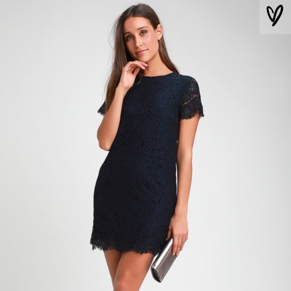 COPY - Lulu’s Navy Blue Lace Shift Dress